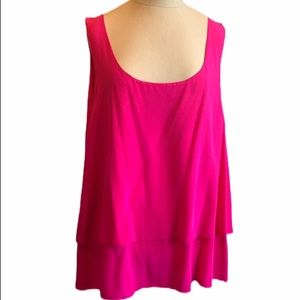 Trina Turk hot pink  Tiered silk top XL. NWT